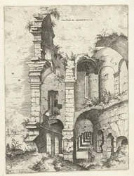 Femte udsigt over Colosseum i Rom Colossi til prospekt vs 5 (titel på objekt) Romerske ruiner (serietitel)