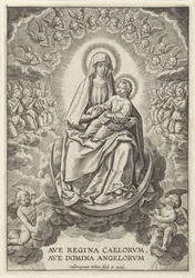 Maria med Kristusbarnet på Halvmånen Ave Regina Caelorum, Ave Domina Angelorvm (titel på objekt)