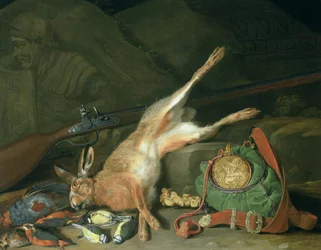 Stilleben af en hare med jagtudstyr (for par se 93439)