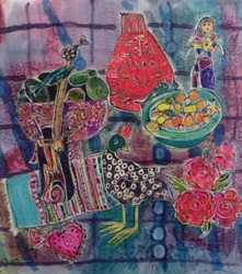 Guatemalanske artefakter, 2006 (farvestoffer på silke)