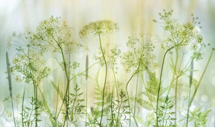 Bløde grønne vilde blomster
