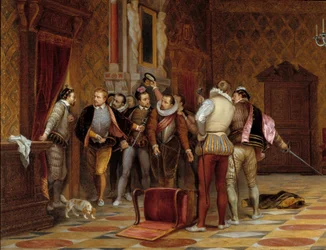 Henrik III (1574-1589) med morderne af hertugen af Guise (Henrik I af Lorraine, hertug af Guise, kaldet den Arrede)