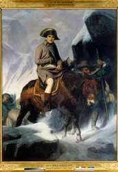 Portræt af Napoleon Bonaparte (1769-1821), der krydser Store Sankt Bernhard i 1800. Maleri af Paul Delaroche (1797-1856). 1848. Mål: 2,22 x 2,89 m.