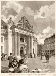 Børsen i Paris i 1889. Tegning af M. Berteault