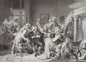 Charles I (1600-49) i vagtrummet fornærmet af Oliver Cromwells soldater, fra 