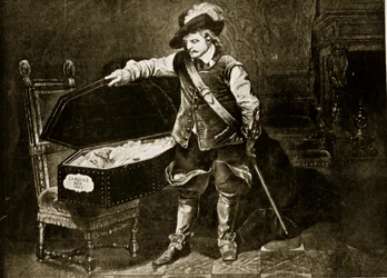 Cromwell ser liget af Charles I, illustration fra 