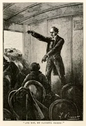 Og du, min trofaste ven., fra Jorden rundt på firs dage af Jules Verne (1828-1905) graveret af Louis, 1873