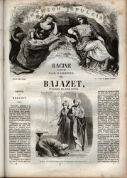 Bajazet-tragedie i fem akter af Jean Racine indgravering i "" Oeuvres de Jean Racine"" illustreret af Pauquet og opslag af Emile de La Bedolliere - 1851