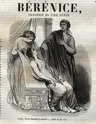 Berenice tragedie i fem akter - indgravering i "" Værker af Jean Racine"" illustreret af Pauquet og opslag af Emile de La Bedolliere - 1851