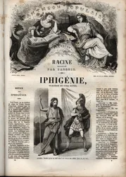 Iphigenie tragedie af Jean Racine - indgravering i "" Oeuvres de Jean Racine"" illustreret af Pauquet og opslag af Emile de La Bedolliere - 1851