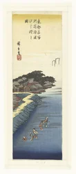 Samler skaller ved lavvande på Susaki-stranden susaki kaihin shiohigari no zu (titel på objekt) Berømte steder i den østlige hovedstad (serietitel) Toto meisho (serietitel på objekt)