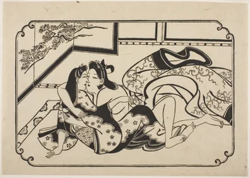 Flirting Lovers, ca. 1673-81 (træbloktryk)