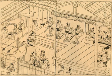 Kabuki-forestilling i Shijo-flodlejet, 1658, 1924.