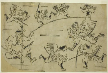 Tengu-kongen træner sine elever, ca. 1690