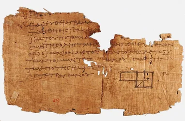 Papyrus Oxyrhynchus 29, med et fragment af Euklids elementer, mellem 75 og 125 e.Kr.