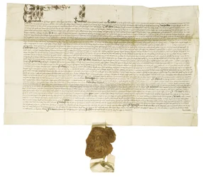 Dokument underskrevet af dronning Elizabeth I med Royal Great Seal, 1564