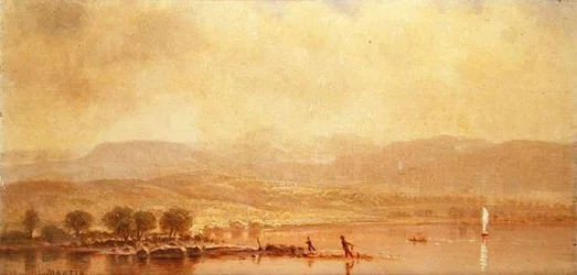Misty Morning on te Hudson River (olie på lærred)