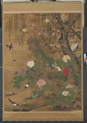 Hanging Scroll, Birds Gather under the Spring Willow, slutningen af 1400-tallet-begyndelsen af 1500 (blæk og farve på silke)