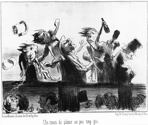 Et sjovt tog lidt for muntert: taget fra "" Les trains de Plaisir", serie tegnefilm på jernbanerne i Honore Daumier (1808-1879). “Charivari”