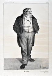 Kunstværk af Honore Daumier (1808-1879). Charivari stammer fra 1833: Serie Celebrites de la karikatur "" Mr. Baill..."" KUNSTMUSEET - PALACE LONGCHAMP, MARSEILLE