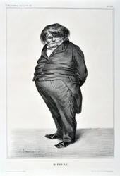 Kunstværk af Honore Daumier (1808-1879). Charivari stammer fra 1833: Serie Celebrites de la Caricature "" M. Plum"" KUNSTMUSEUM - PALAIS LONGCHAMP, MARSEILLE