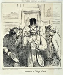 Kunstværk af Honore Daumier (1808-1879). Charivari stammer fra 1865: Serieskitser taget på Salon La promenade du Critique indflydelsesrige MUSEE DES BEAUX ARTS - PALAIS LONGCHAMP, MARSEILLE