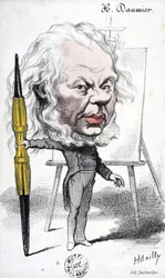 Tegneserie af Honore Daumier (1808-1879), fransk gravør, maler og billedhugger. Gravering af Hyppolite Mailly (født i 1829). Mål: 14x8,5 cm. Arbaud Museum.