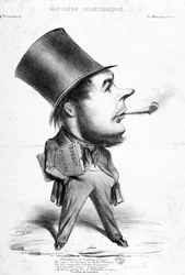 Charivaric Pantheon: Tegneserie af Honore Daumier (1808-1879), fransk gravør, maler og billedhugger. Indgravering i "" Le Charivari"". Mål: 32x22 cm. Arbaud Museum.