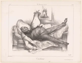 Karikatur af Gilbert du Motier, Marquis de la Fayette, under et mareridt Le cauchemar (titel på objekt)
