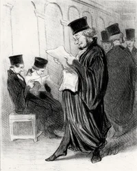 Advokat Chabotard mens han i et juridisk tidsskrift læste en lovprisning om sig selv, 1846.