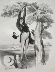 Pastorales, plade 2: Farerne ved at ryste et blommetræ for kraftigt..., 1845.