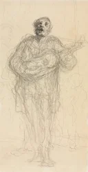 Syngende guitarist recto, reclining Woman Leaning on Her Arm verso, 185560.