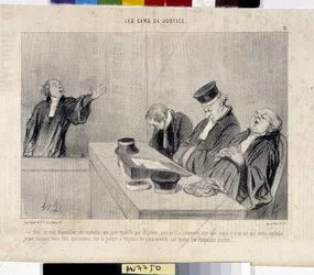 Retfærdighedens folk. Tegning af Honore Daumier (1808-1879), fra avisen Le" Charivari", 37,5x28. Musee des Beaux Arts, Palais Longchamp, Marseille.