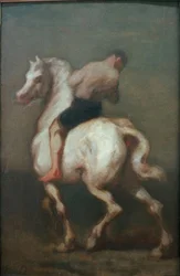 En mand på en hvid hest