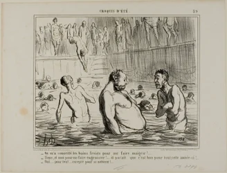 "- Jeg fik at vide, at jeg skulle gå i koldbadet for at tabe mig. - Du siger ikke, at jeg lige har fået det modsatte at vide. - Måske er de gode til alt i år! - Sandt for alt, undtagen renlighed," plade 39 fra Croquis D