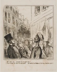 „- Åh, min ven... jeg er bange for de mennesker derovre. - Og med rette... de er ganske ondskabsfulde, de slår deres kvinder og får dem til at få sorte børn!“, plansche 101 fra Actualités