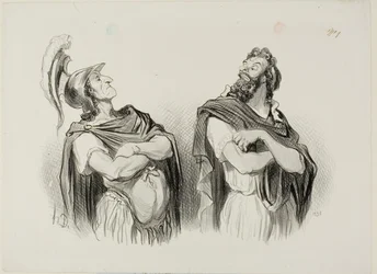 Achilleus og Agamemnon. Achilleus: "- Og hvad rager dit Troja mig!", plade 1 fra Physionomies Tragiques