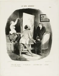 «Kom indenfor, Monsieur, vær ikke genert. Det er et levende billede.... ligesom De ville se ved Porte Saint-Martin», planche 62 fra Les Bons Bourgeois