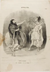 Diogenes og Alkibiades i Odeon. "- Ah... det er moderne.... sikke en mand!", plade 121 fra Actualités