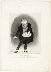 Henri Monnier. (i rollen som Joseph Prudhomme) "- Jeg vil aldrig tillade, at min datter bliver gift med en skribent!", plade 1 fra Les Artistes Contemporains (Odéon)