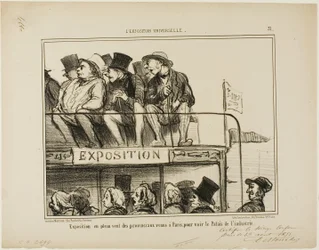 Friluftsudstilling af provinsfolk, der kommer til Paris for at se industripaladset, planche 31 fra L