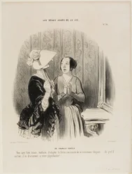 Pamela-hatten. "Du har helt ret, Madame, i at tage denne henrivende form for en ny hat på......, især fra siden, hvor den passer smukt til din fysiognomi.....!", plade 76 fra Les Beaux Jours De La Vie.