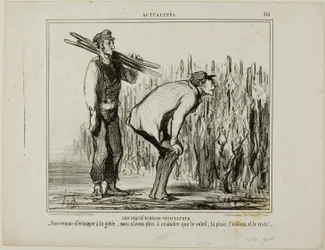 En vinbondes bekymringer. "- Vi slap for frosten.... alt, hvad vi nu skal bekymre os om, er solen, regnen, vinmuggen og alt det andet...", plade 397 fra Actualités
