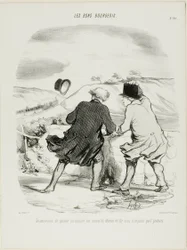 Ulempen ved at forlade toget, selv om det kun er et øjeblik og under en hvilken som helst undskyldning, planche 29 fra Les Bons Bourgeois