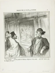 "Sikke nogle idioter! Du maler et religiøst billede for dem, og de griner.... de har ikke engang en hengivenhed for kunst!...", plade 4 fra Croquis Pris Au Salon par Daumier
