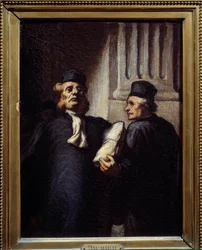 Efter høringen har begge advokater. Maleri af Honore Daumier (1808 - 1879)