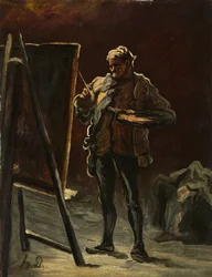 En kunstner, ca.1870-75 (olie på lærred, monteret på panel)