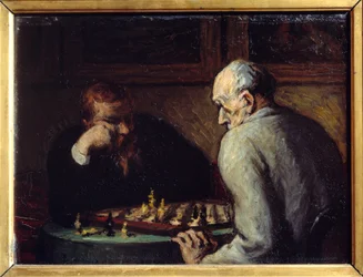 Skakspillere af Honore Daumier (1808-1879) 1800-tallet