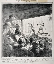 Dramasketch: "" Han var din elsker Madame ... "" Indgravering af Honore Daumier (1808-1879) i "" Le Charivari ". Palais Longchamp, Museum for Fine Arts i Marseille.