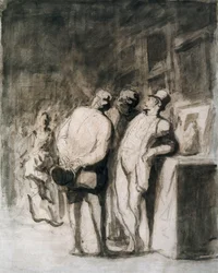 De tre kendere. Tegning af Honore Daumier (1808-1879), fransk kunst, realisme fra det 19. århundrede. Art Institute of Chicago (USA).